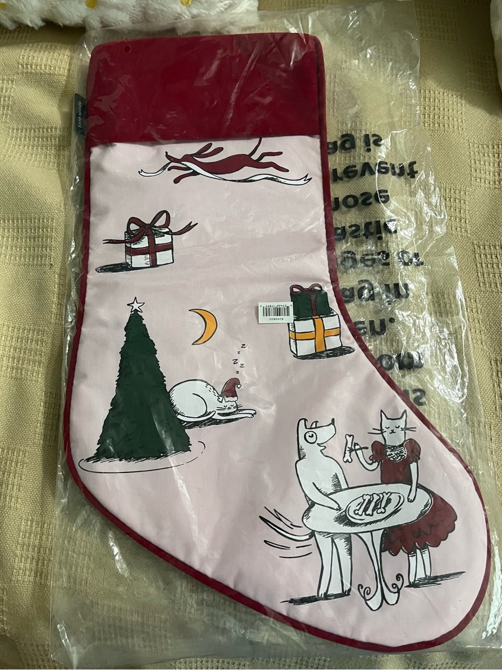 Kate Spade Holiday Christmas Stocking - “Holiday Party” Illustrated Design